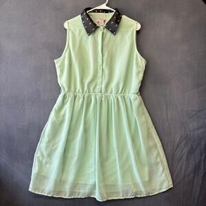 La Femme New York Dress Spikes Fairy Whimsygoth Layered Sheer Plus Size 1X Mint